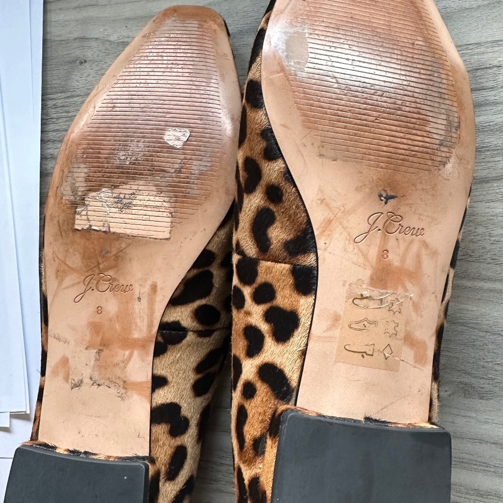 J Crew calf hair leopard print flats size 8